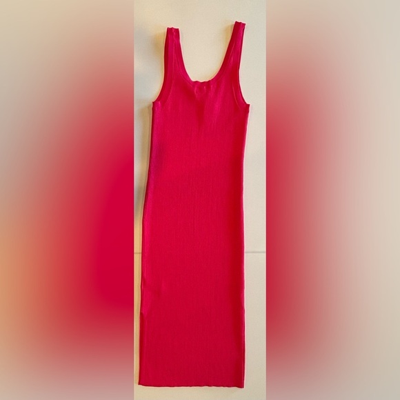 THE DROP Sleeveless Long Bright Pink Ribbed Bodycon Dress Size Small NWT - Picture 4 of 12